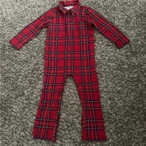 Plaid Red Kids One Piece New 3T Little Sleepies Romper